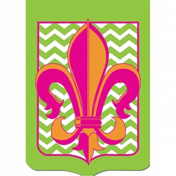 Greengrass Green Chevron Fleur De Lis Flag, Large GR2563598